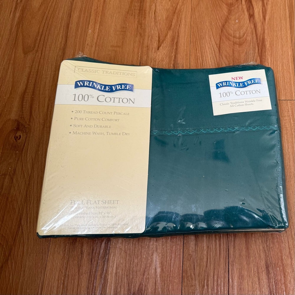 New Vtg Classic Traditions Wrinkle Free 100% Cotton Flat Sheet — Full Size